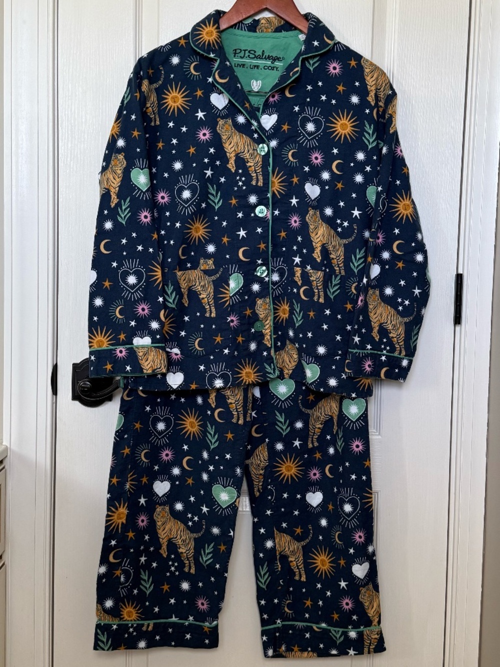 P.J. Salvage Women's Flannel Pajamas, Navy (Size XS)